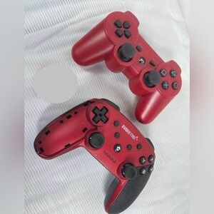 Pair of Red Wireless Controllers for PlayStation 3 - Great Condition
